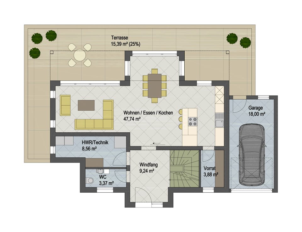Massivhaus Columbia von ARGISOL-Bausysteme Bausatzhaus ab 52280€, Cubushaus Grundriss 1