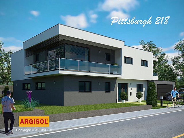Massivhaus Pittsburgh von ARGISOL-Bausysteme Bausatzhaus ab 80570€, Cubushaus Außenansicht 1
