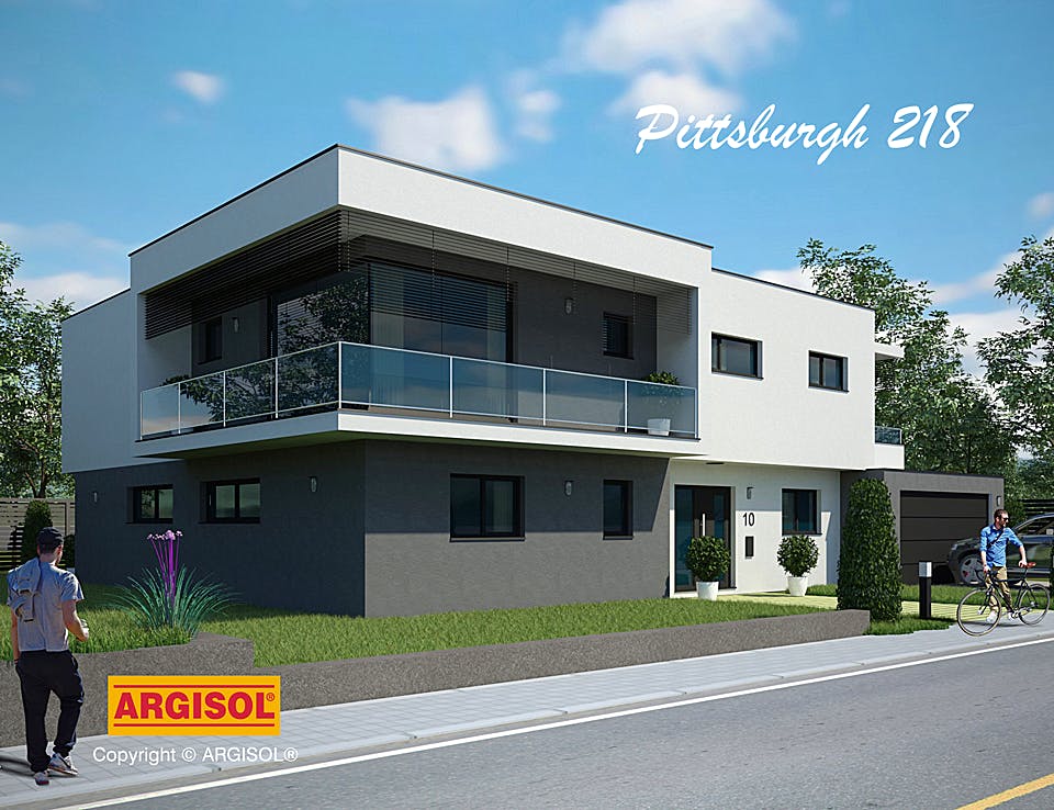 Massivhaus Pittsburgh von ARGISOL-Bausysteme Bausatzhaus ab 80570€, Cubushaus Außenansicht 1