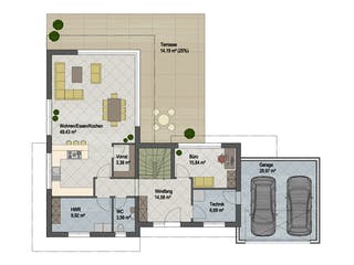 Massivhaus Pittsburgh von ARGISOL-Bausysteme Bausatzhaus ab 80570€, Cubushaus Grundriss 1