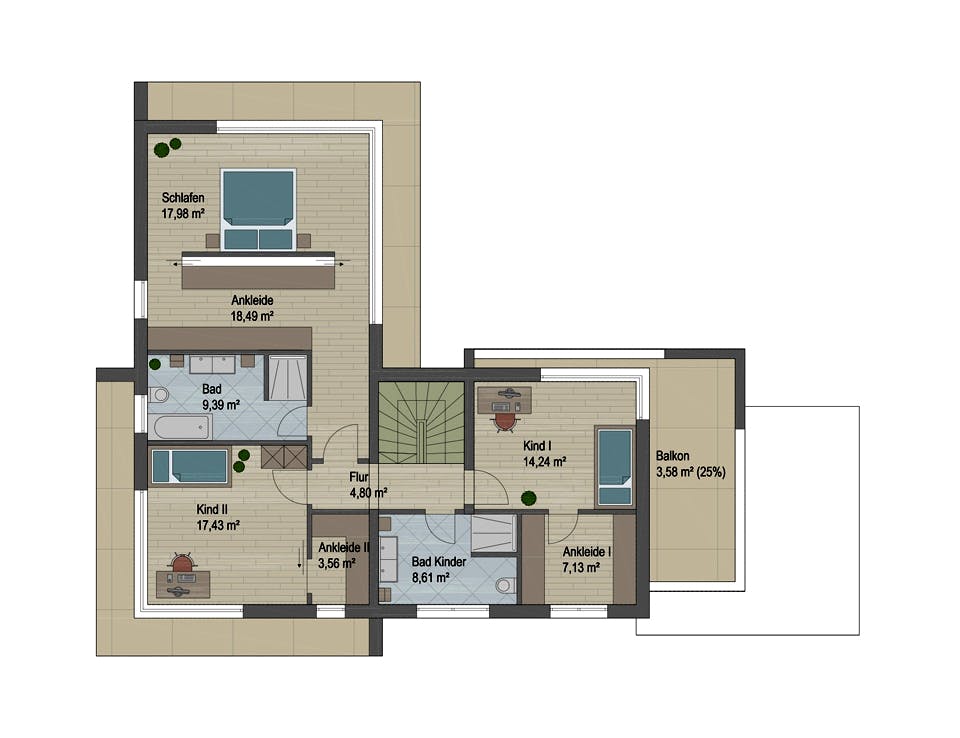 Massivhaus Pittsburgh von ARGISOL-Bausysteme Bausatzhaus ab 80570€, Cubushaus Grundriss 2