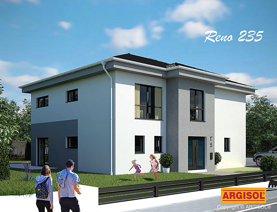 Massivhaus Reno von ARGISOL-Bausysteme Bausatzhaus ab 62480€, Stadtvilla Außenansicht 1