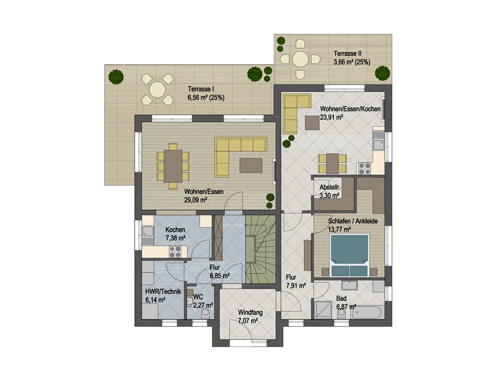 Massivhaus Reno von ARGISOL-Bausysteme Bausatzhaus ab 62480€, Stadtvilla Grundriss 1