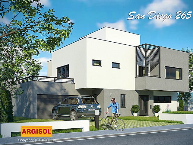 Massivhaus San Diego von ARGISOL-Bausysteme Bausatzhaus ab 86010€, Cubushaus Außenansicht 1