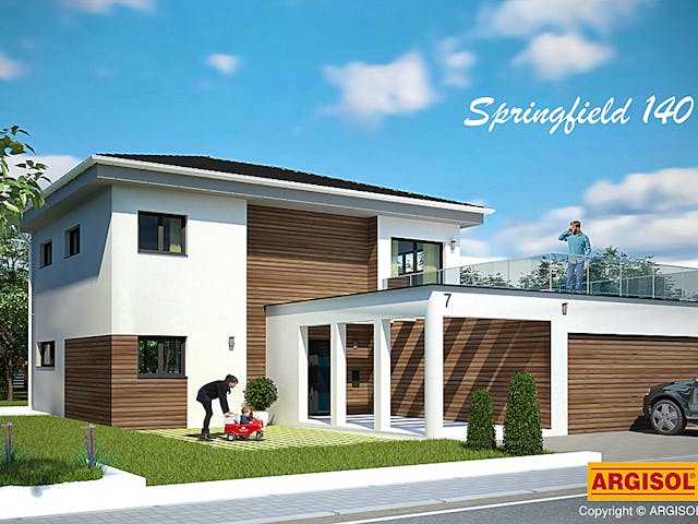 Massivhaus Springfield von ARGISOL-Bausysteme Bausatzhaus ab 55500€, Stadtvilla Außenansicht 1