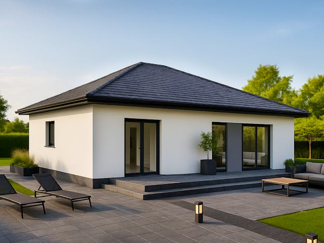 Massivhaus Bungalow 88 von ASL Wohnungsbau Schlüsselfertig ab 238495€, Bungalow Außenansicht 1