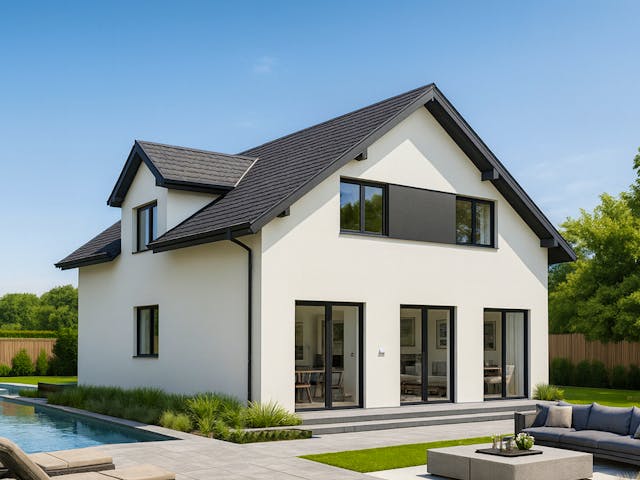 Massivhaus Satteldach 160 von ASL Wohnungsbau Schlüsselfertig ab 349665€, Satteldach-Klassiker Außenansicht 1