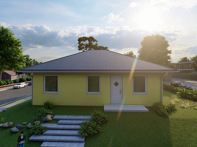Massivhaus Aspe von AVOS Hausbau Schlüsselfertig ab 182500€, Bungalow Außenansicht 1
