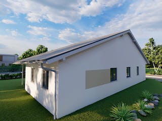 Massivhaus Blaufichte von AVOS Hausbau Schlüsselfertig ab 355250€, Bungalow Außenansicht 3