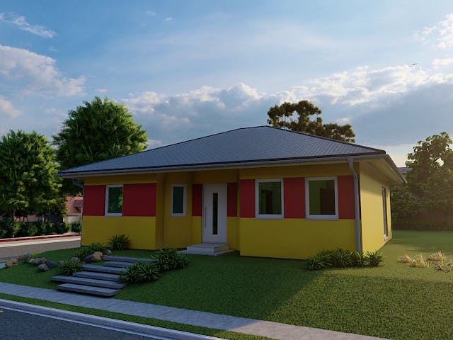 Massivhaus Ginkgo von AVOS Hausbau Schlüsselfertig ab 225000€, Bungalow Außenansicht 1