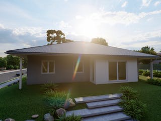 Massivhaus Klatschmohn von AVOS Hausbau Schlüsselfertig ab 318500€, Bungalow Außenansicht 1