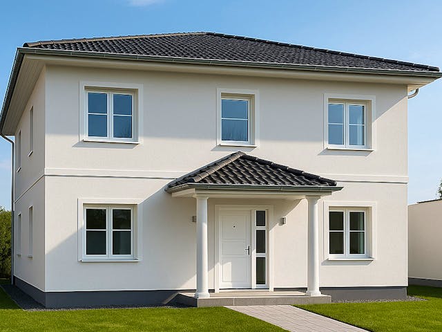 Massivhaus Westend von Aye-Bau Schlüsselfertig ab 367700€, Stadtvilla Außenansicht 1