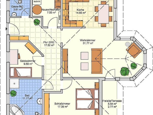 Fertighaus Libereco von Fingerhut Haus Schlüsselfertig ab 405065€, Bungalow Grundriss 1