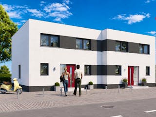 Massivhaus Dppelhaus mit zwei mal 113 m² von Mein Haus Bausysteme, Stadtvilla Außenansicht 2