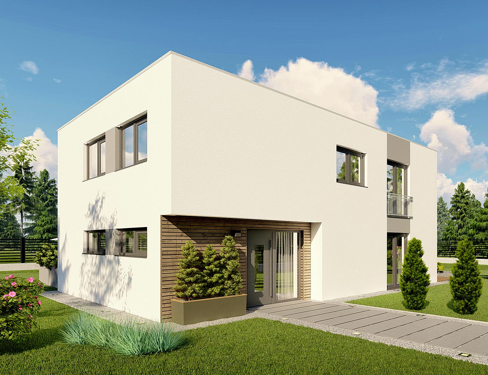 Massivhaus Einfamilienhaus Berlin von BauArt Massivbau, Cubushaus Außenansicht 1