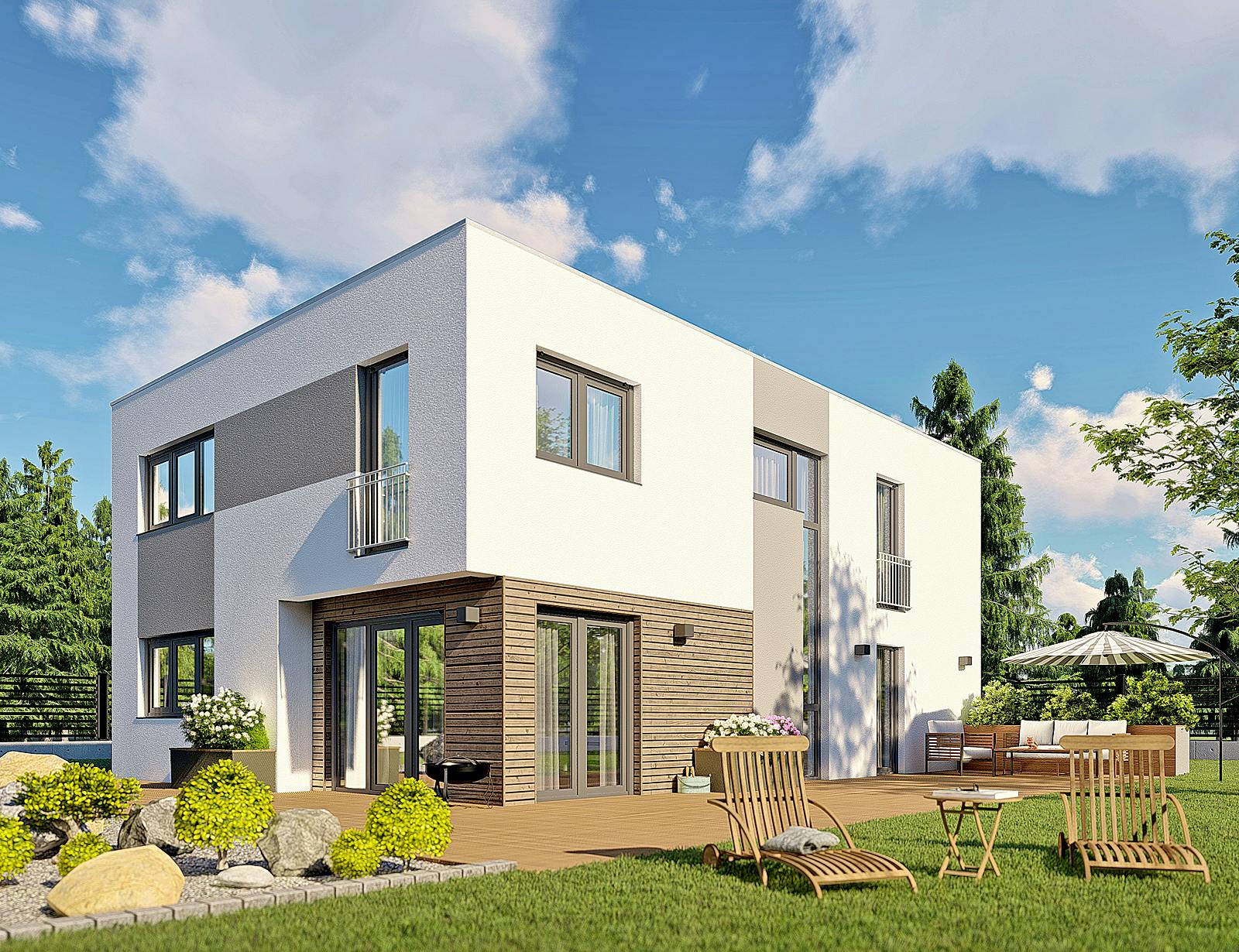 Massivhaus Einfamilienhaus Berlin von BauArt Massivbau, Cubushaus Außenansicht 2