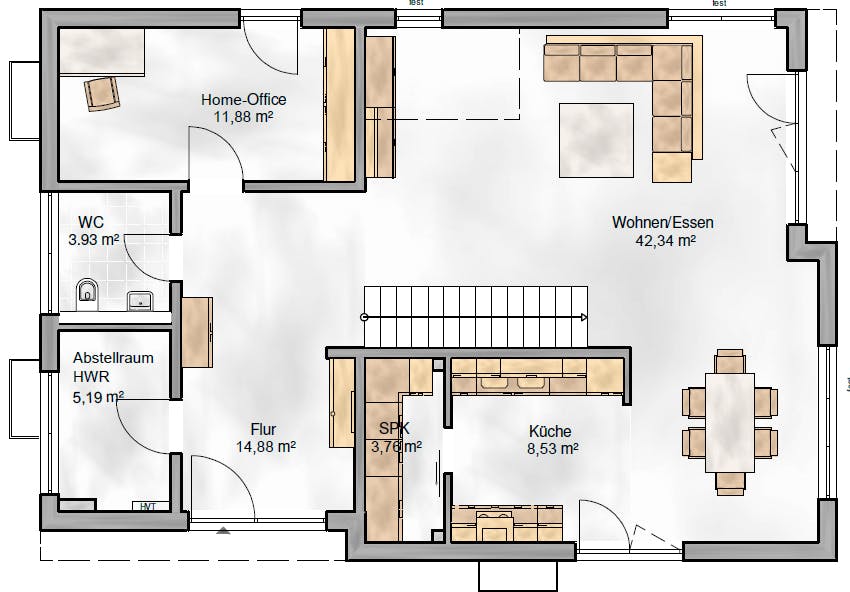 Massivhaus Einfamilienhaus Berlin von BauArt Massivbau, Cubushaus Grundriss 1