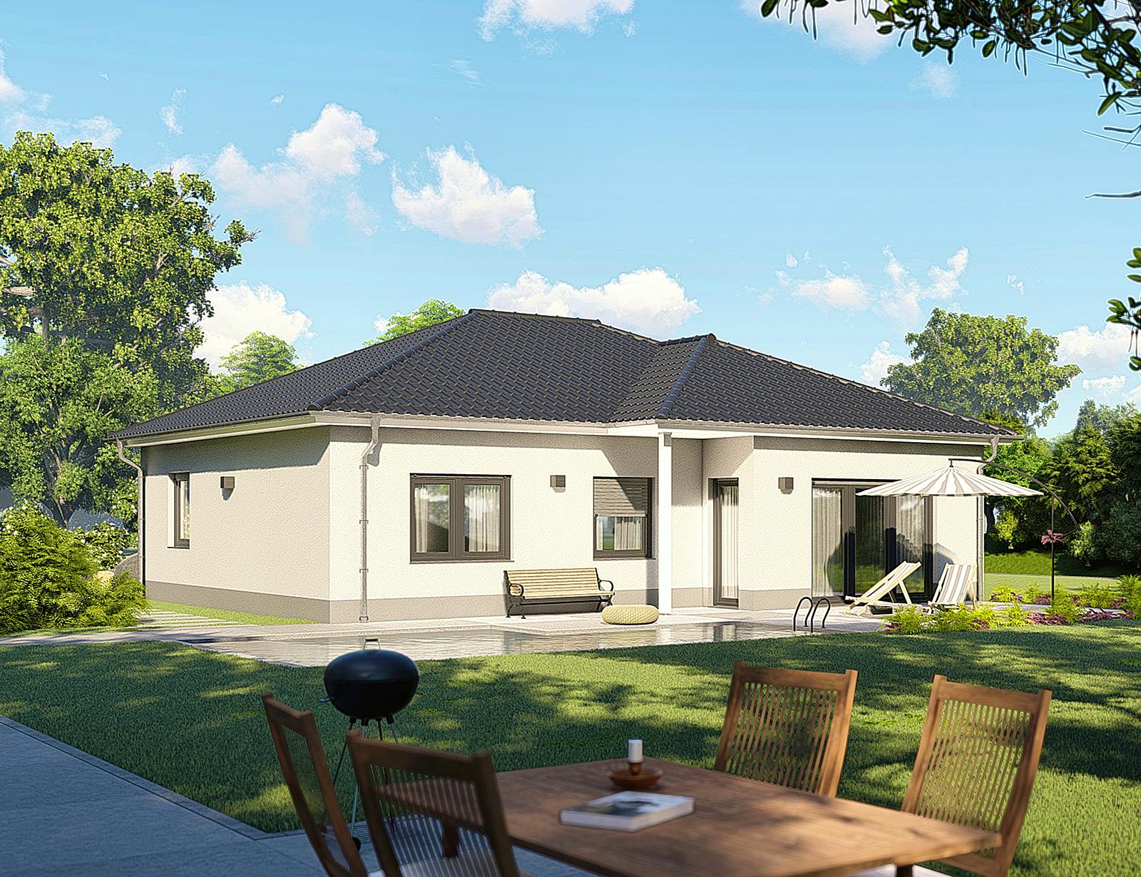 Massivhaus Bungalow Cannes von BauArt Massivbau, Bungalow Außenansicht 1