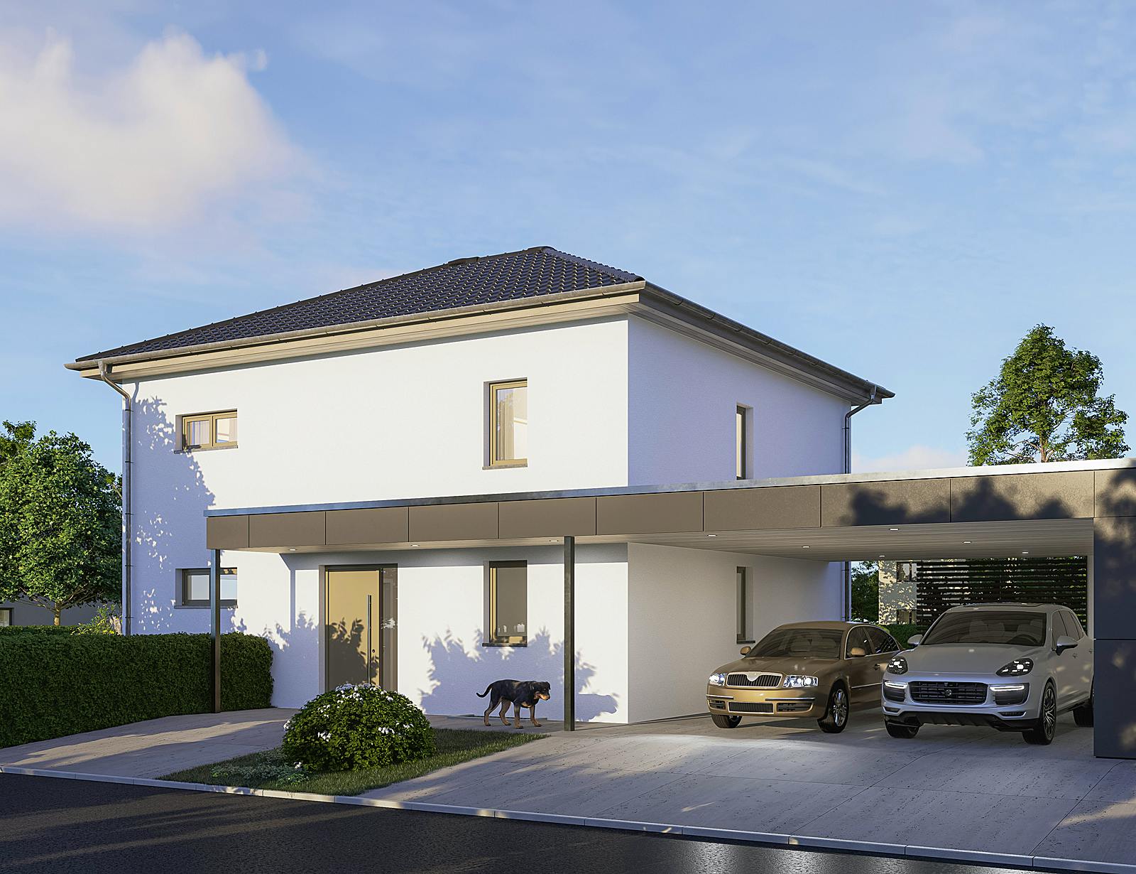 Massivhaus Stadtvilla Como von BauArt Massivbau, Stadtvilla Außenansicht 2