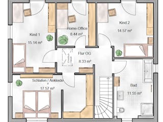 Massivhaus Stadtvilla Como von BauArt Massivbau, Stadtvilla Grundriss 2