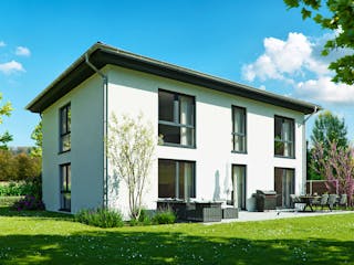 Massivhaus Zweifamilienhaus Garda von BauArt Massivbau, Stadtvilla Außenansicht 3