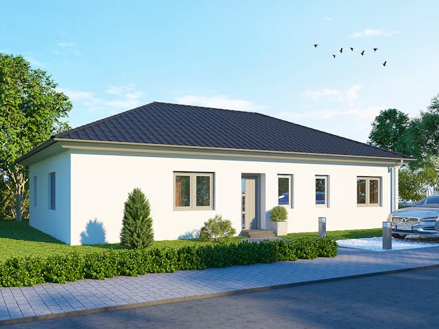 Massivhaus Bungalow BL 95 Basis von Baudirekt, Bungalow Außenansicht 1