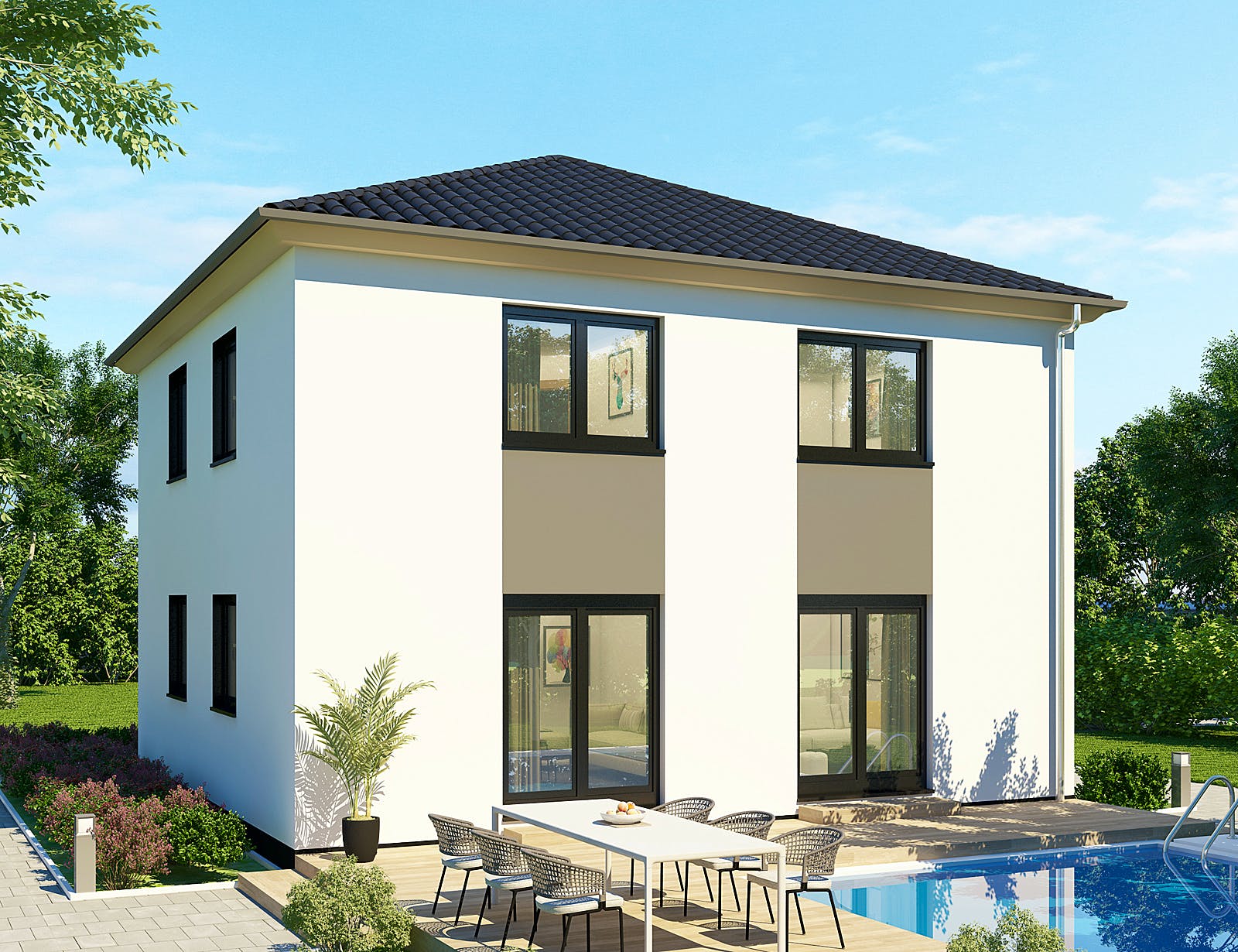 Massivhaus Stadtvilla SV125 Basis von Baudirekt, Stadtvilla Außenansicht 1