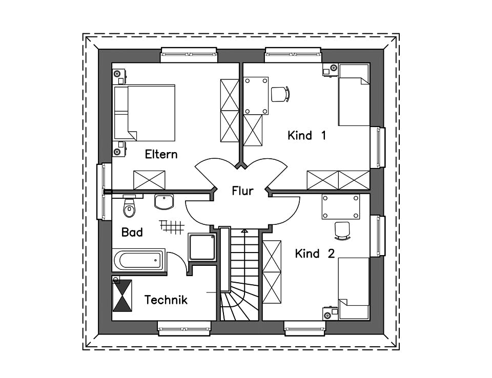 Massivhaus Stadtvilla SV125 Basis von Baudirekt, Stadtvilla Grundriss 2