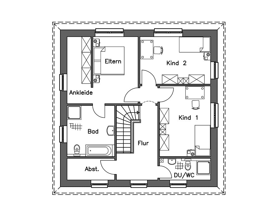 Massivhaus Stadtvilla SV155 Basis von Baudirekt, Stadtvilla Grundriss 2