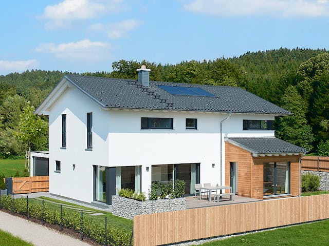 Fertighaus Herb - Kundenhaus von Bau-Fritz Schlüsselfertig ab 645000€, Satteldach-Klassiker Außenansicht 3