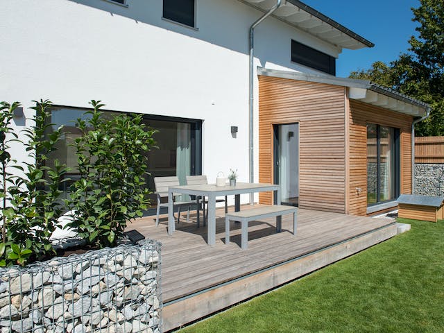 Fertighaus Herb - Kundenhaus von Bau-Fritz Schlüsselfertig ab 645000€, Satteldach-Klassiker Außenansicht 4