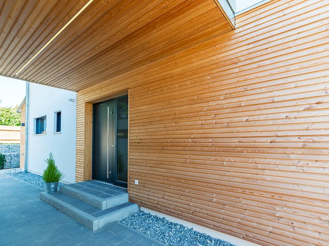Fertighaus Herb - Kundenhaus von Bau-Fritz Schlüsselfertig ab 645000€, Satteldach-Klassiker Außenansicht 6