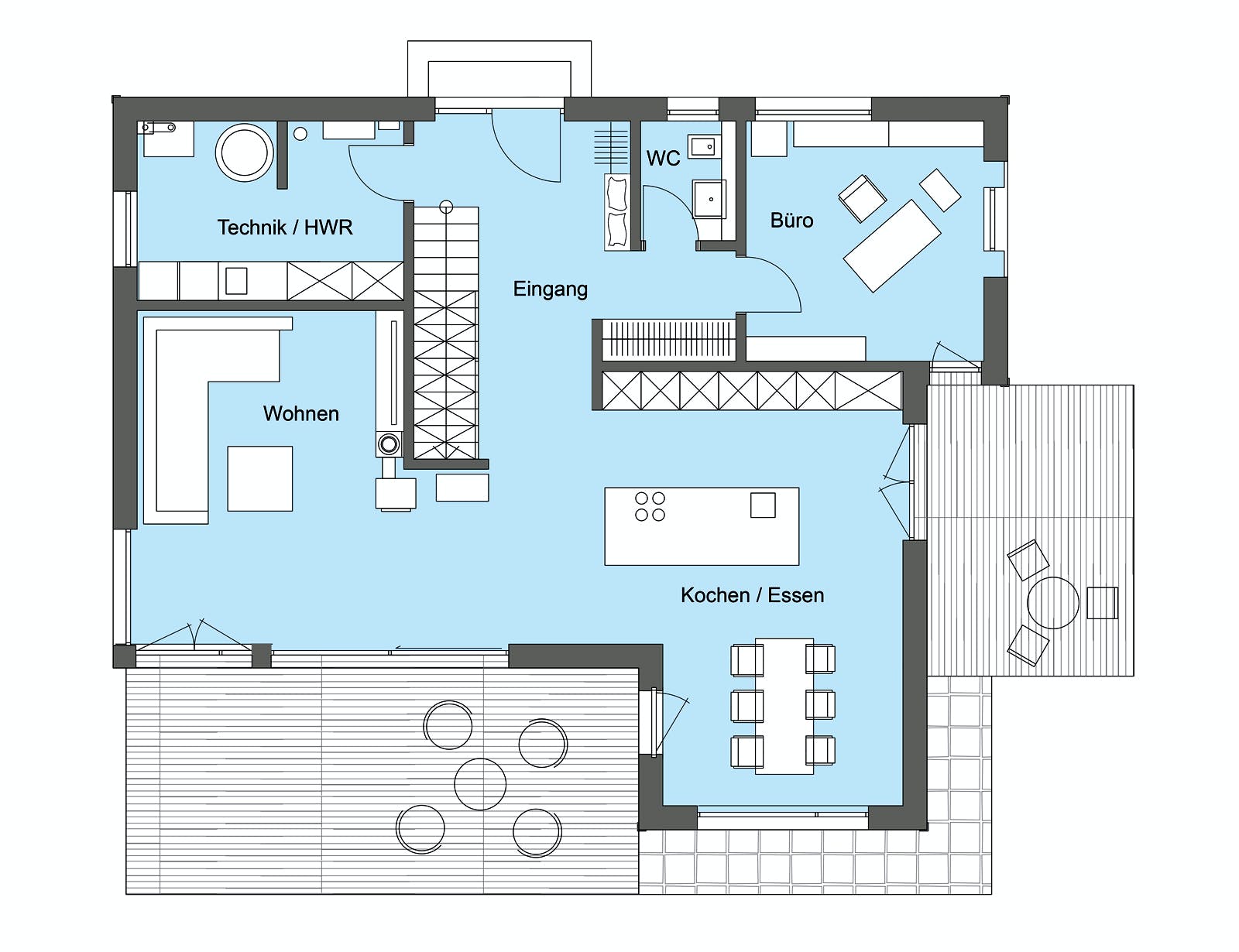 Fertighaus Herb - Kundenhaus von Bau-Fritz Schlüsselfertig ab 645000€, Satteldach-Klassiker Grundriss 1