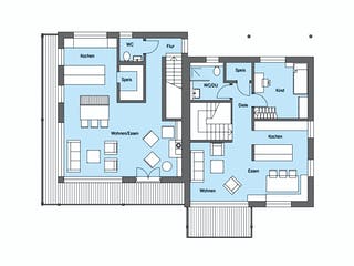 Fertighaus Horn - Kundenhaus von Bau-Fritz Schlüsselfertig ab 1205000€, Satteldach-Klassiker Grundriss 1