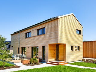 Fertighaus Lichtblick - Musterhaus Erkheim von Bau-Fritz Schlüsselfertig ab 650000€, Satteldach-Klassiker Außenansicht 1