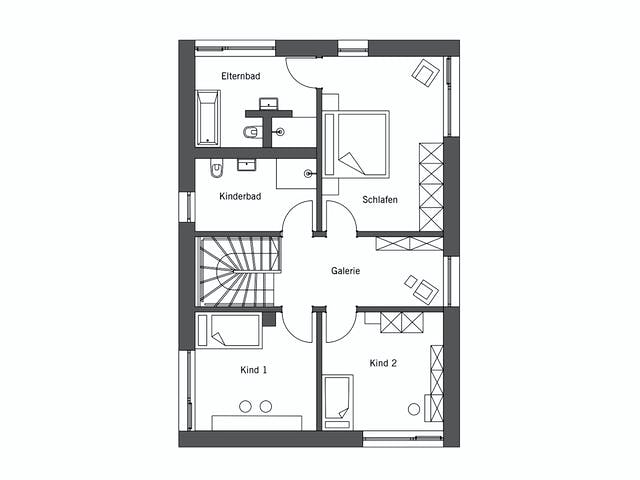 Fertighaus my smart green home - MH Schwarzwald von Bau-Fritz Schlüsselfertig ab 675762€, Satteldach-Klassiker Grundriss 2