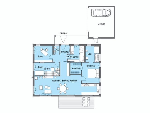 Fertighaus Schweiger - Kundenhaus von Bau-Fritz Schlüsselfertig ab 775000€, Bungalow Grundriss 1