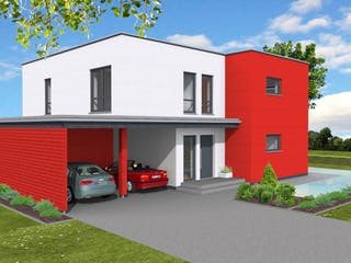 Fertighaus Bauhaus 197 von Suckfüll Energiesparhaus Schlüsselfertig ab 547875€, Cubushaus Außenansicht 1