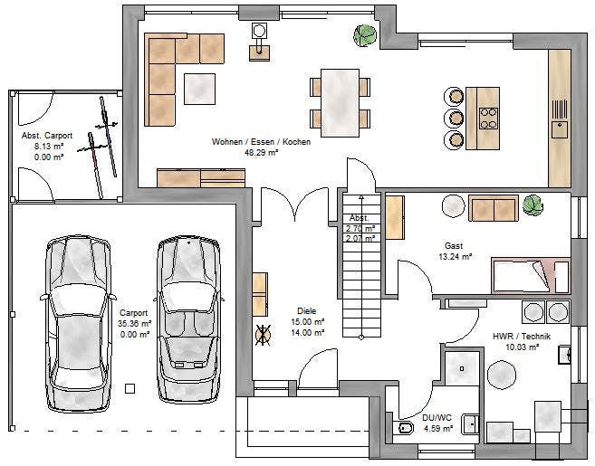 Fertighaus Bauhaus 197 von Suckfüll Energiesparhaus Schlüsselfertig ab 487000€, Cubushaus Grundriss 2