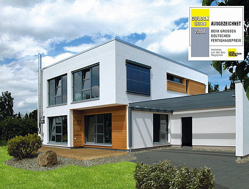 Fertighaus Bauhaus-Stil von Meisterstück-HAUS, Cubushaus Außenansicht 1