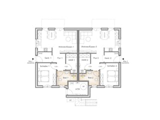 Massivhaus STADTVILLA 255 MIT 4 WOHNEINHEITEN von Kähler Massivhaus Schlüsselfertig ab 697260€, Stadtvilla Grundriss 1