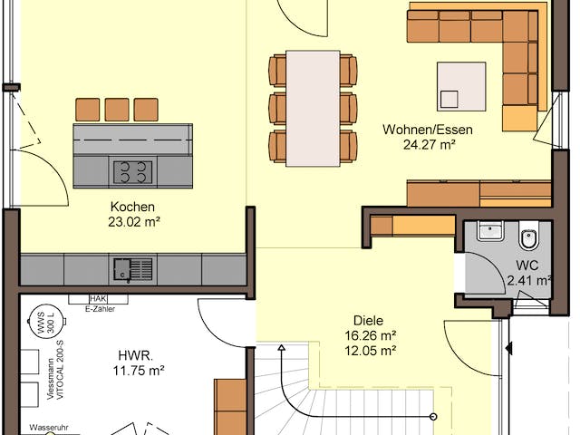 Fertighaus Belando von Büdenbender Hausbau, Satteldach-Klassiker Grundriss 1