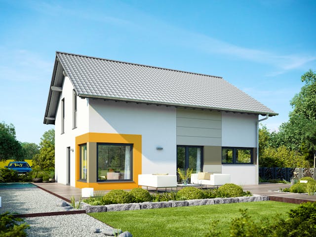 Fertighaus Bellocio von Büdenbender Hausbau Schlüsselfertig ab 394423€, Satteldach-Klassiker Außenansicht 1