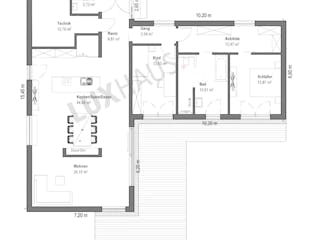 Fertighaus Bungalow Pultdach 150 von LUXHAUS Schlüsselfertig ab 485000€, Bungalow Grundriss 1