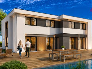 Massivhaus Dppelhaus mit zwei mal 113 m² von Mein Haus Bausysteme, Stadtvilla Außenansicht 7