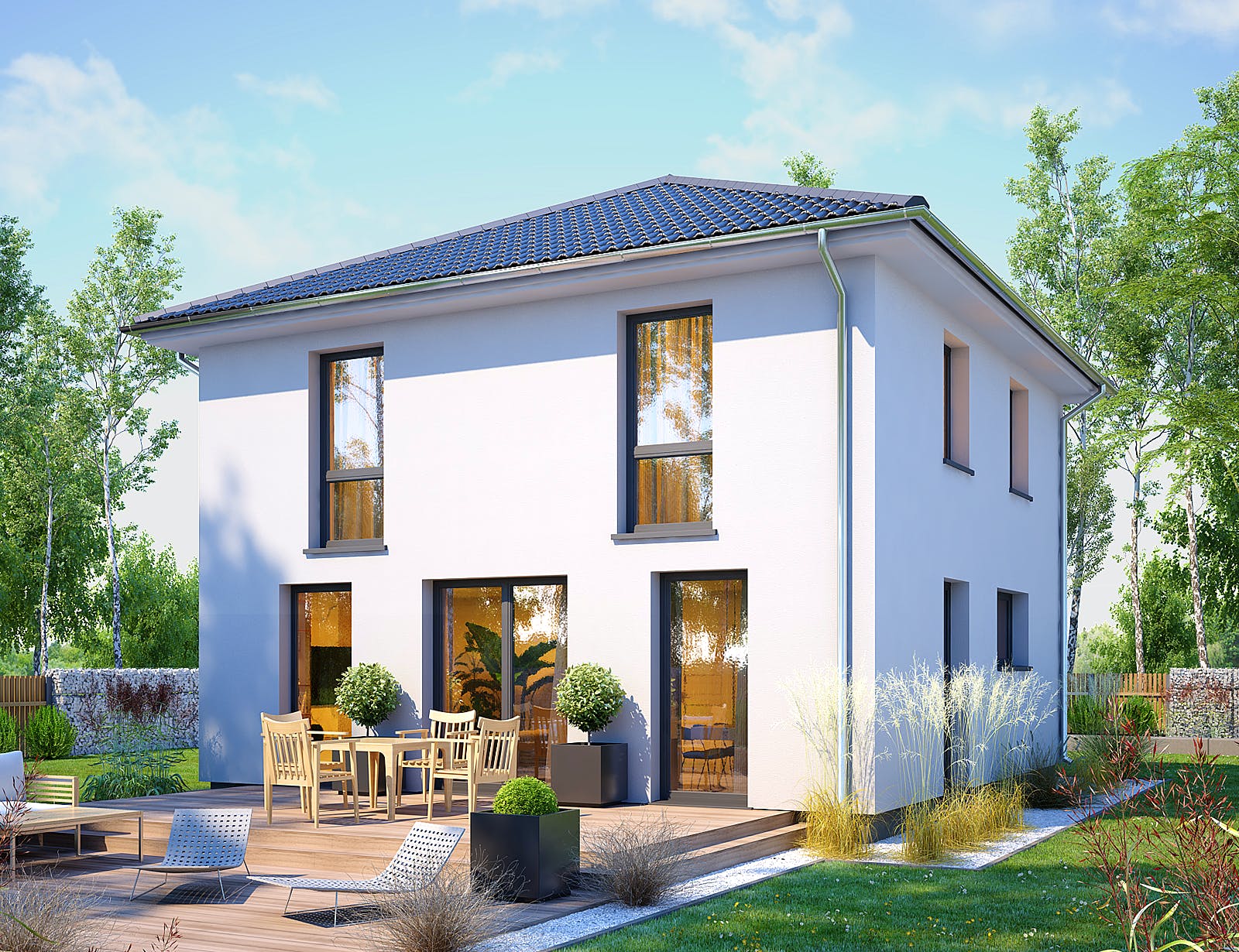 Massivhaus Amica von Bischoff Massivhaus Schlüsselfertig ab 326500€, Stadtvilla Außenansicht 1