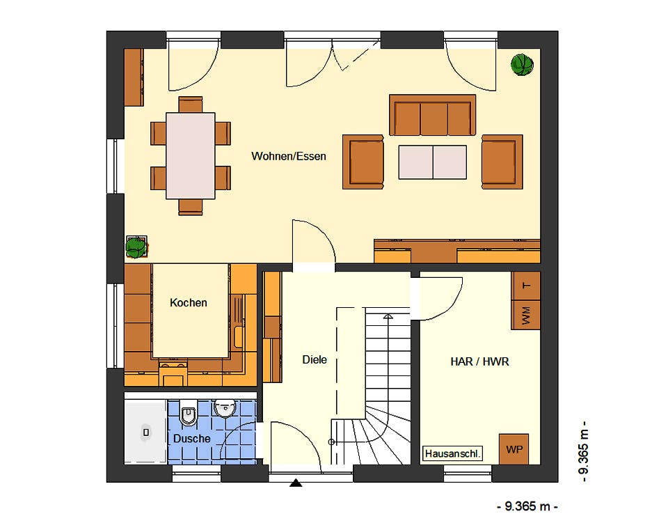 Massivhaus Amica von Bischoff Massivhaus Schlüsselfertig ab 326500€, Stadtvilla Grundriss 1