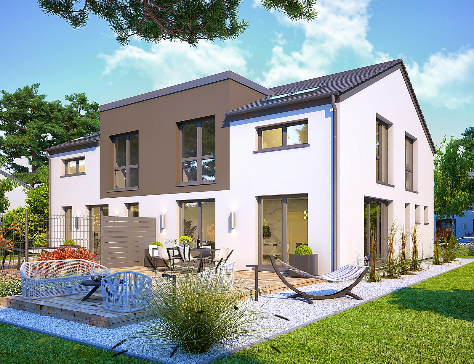 Massivhaus Anzio von Bischoff Massivhaus Schlüsselfertig ab 323000€, Satteldach-Klassiker Außenansicht 2