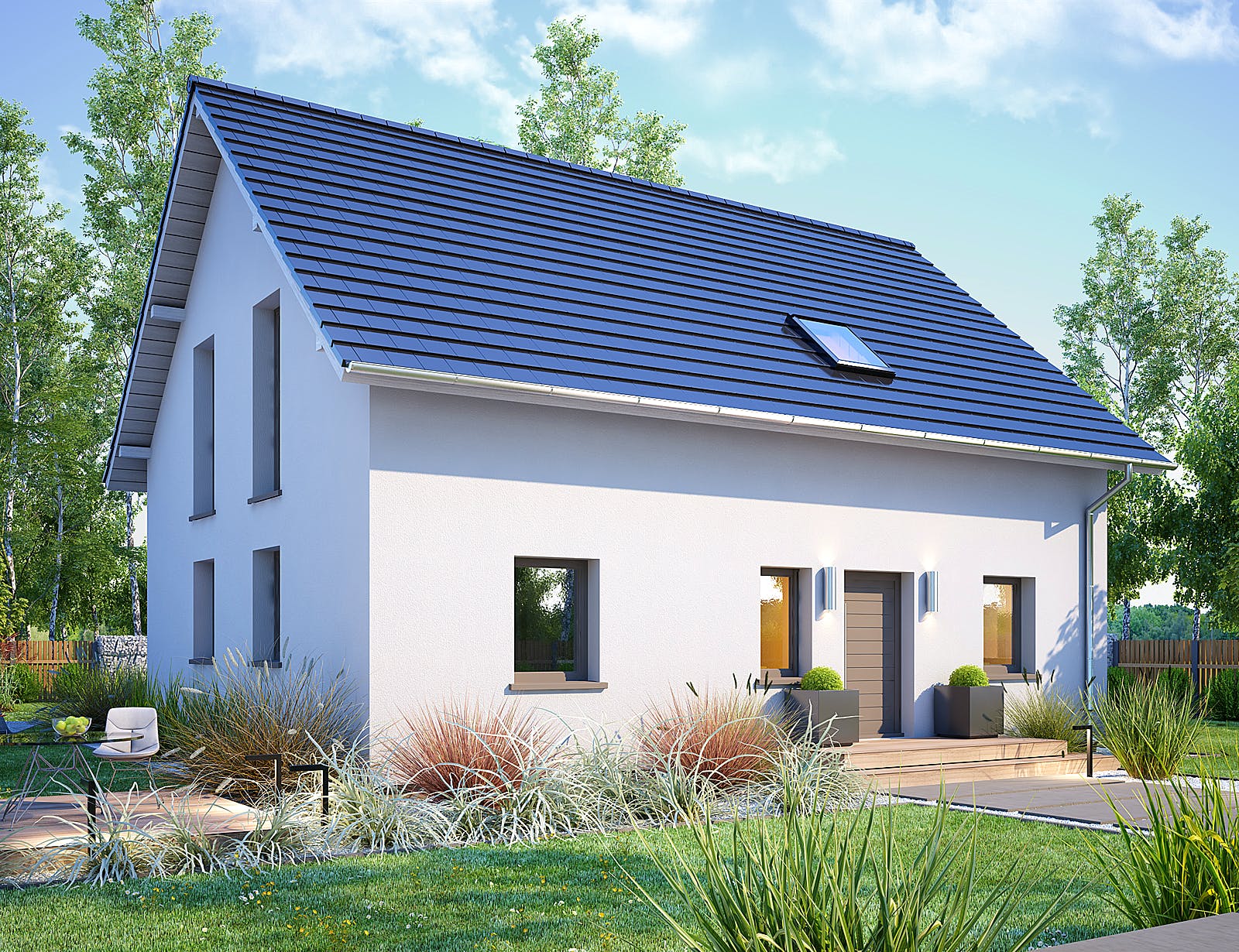 Massivhaus Artena von Bischoff Massivhaus Schlüsselfertig ab 367300€, Satteldach-Klassiker Außenansicht 2