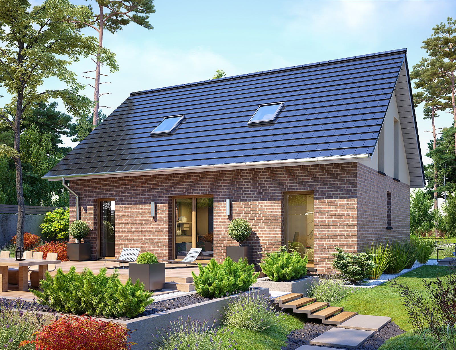 Massivhaus Como von Bischoff Massivhaus Schlüsselfertig ab 322700€, Satteldach-Klassiker Außenansicht 1